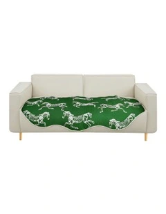 SOGA Four-Seater Green Horse Print 90x260cm Throw Blanket Sofa Cover