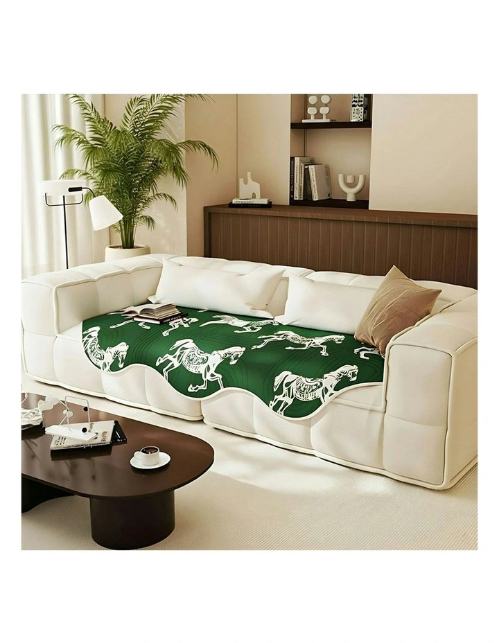 SOGA Four-Seater Green Horse Print 90x260cm Throw Blanket Sofa Cover image 4