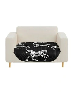 One Seater Throw Blanket Sofa Cover 90x90cm in Black