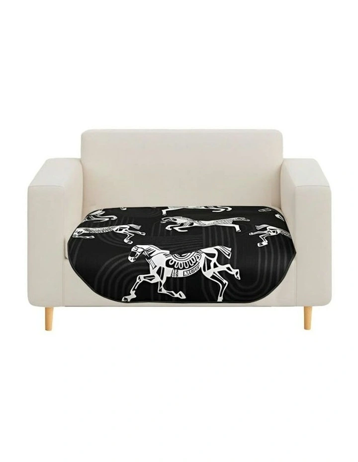 One Seater Throw Blanket Sofa Cover 90x90cm in Black image 1