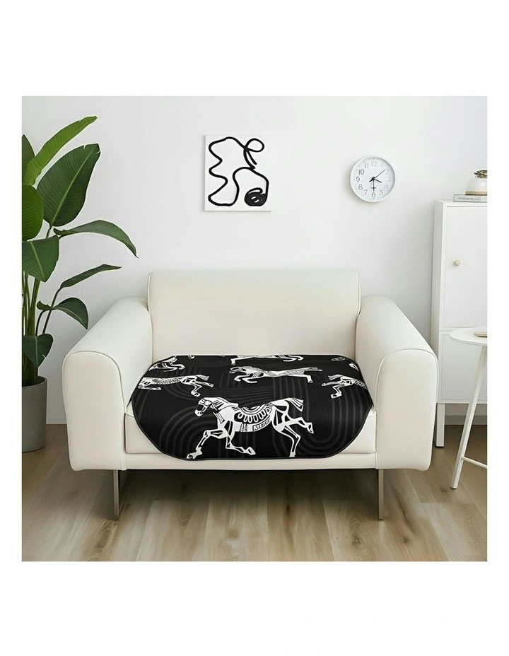 One Seater Throw Blanket Sofa Cover 90x90cm in Black image 2