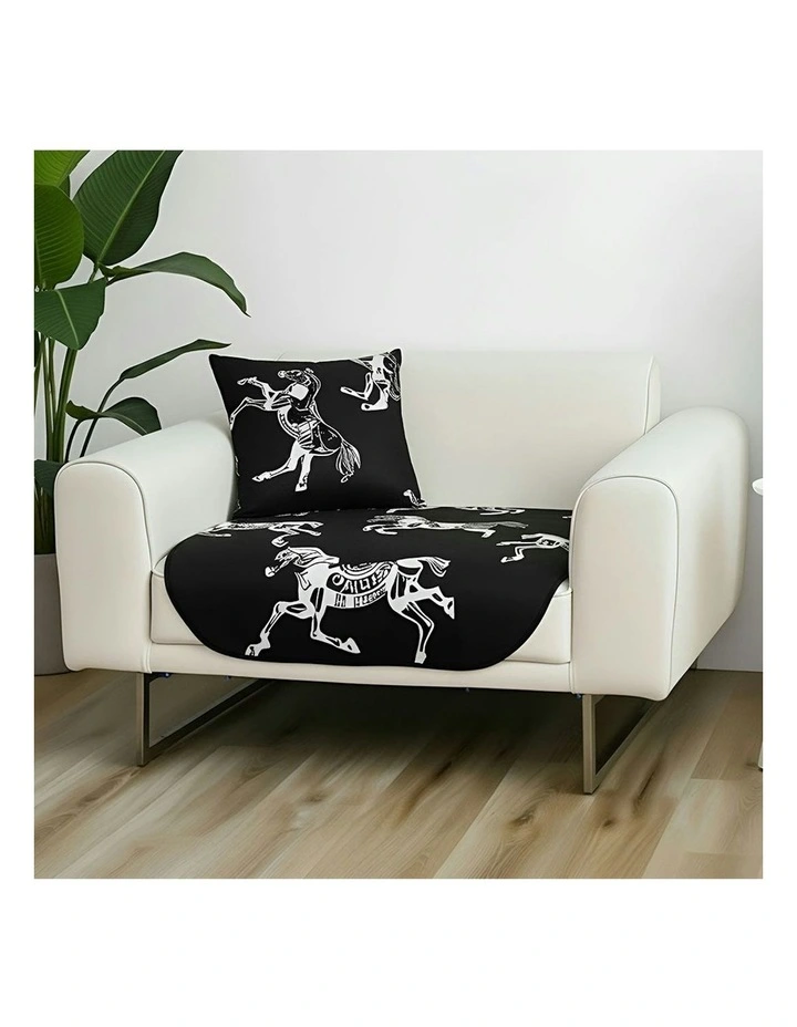 One Seater Throw Blanket Sofa Cover 90x90cm in Black image 3