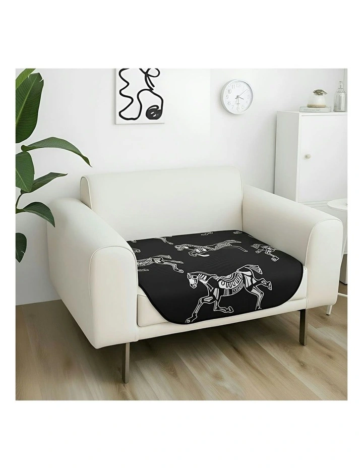 One Seater Throw Blanket Sofa Cover 90x90cm in Black image 4