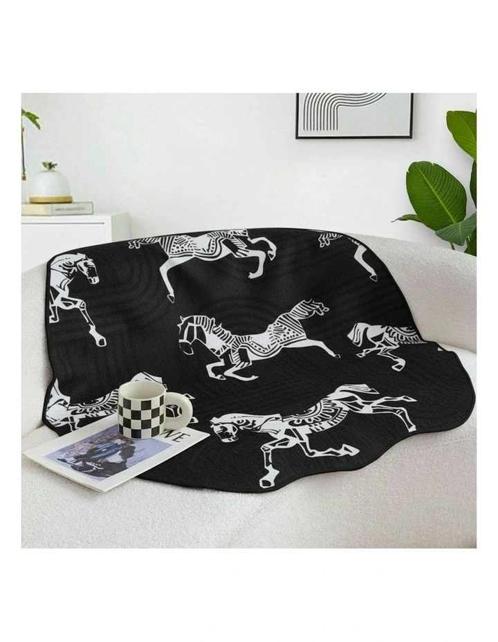 One Seater Throw Blanket Sofa Cover 90x90cm in Black image 5