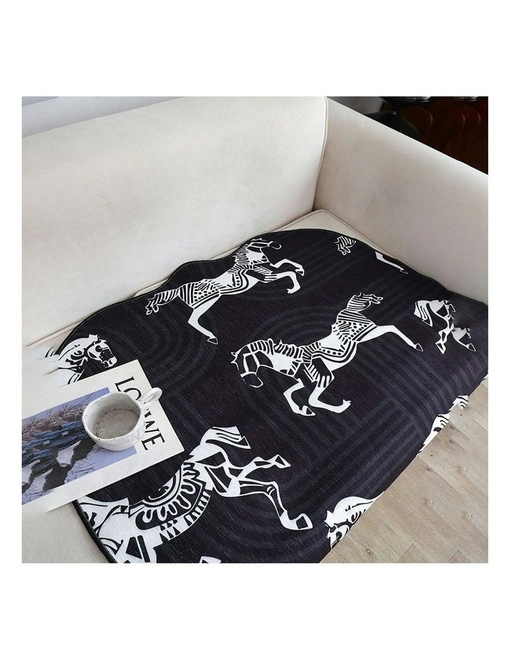 One Seater Throw Blanket Sofa Cover 90x90cm in Black image 7