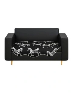 Two-Seater Horse Print Throw Blanket Sofa Cover 90x180cm in Black