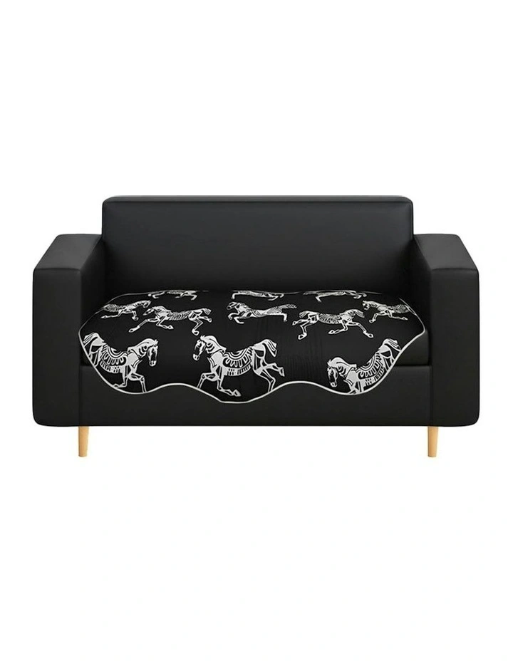 Two-Seater Horse Print Throw Blanket Sofa Cover 90x180cm in Black image 1