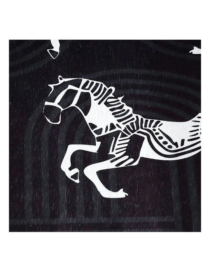 Two-Seater Horse Print Throw Blanket Sofa Cover 90x180cm in Black image 6