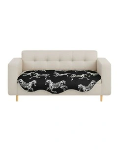 Three-Seater Horse Print Throw Blanket Sofa Cover 90x210cm in Black