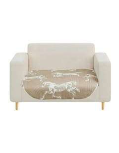 One-Seater Horse Print Sofa Cover 90x90cm in Beige