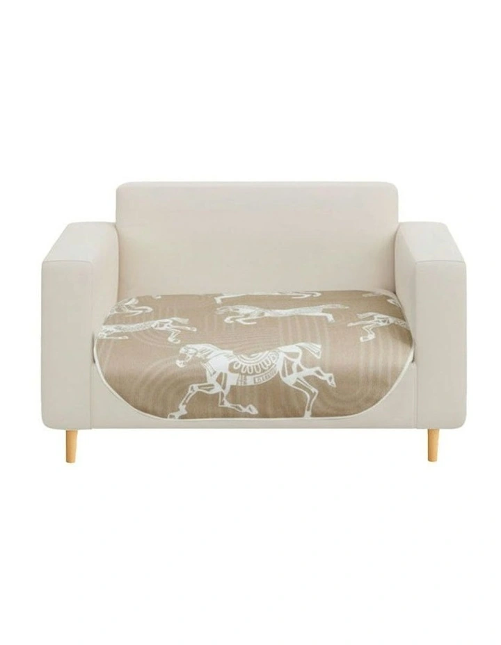 One-Seater Horse Print Sofa Cover 90x90cm in Beige image 1