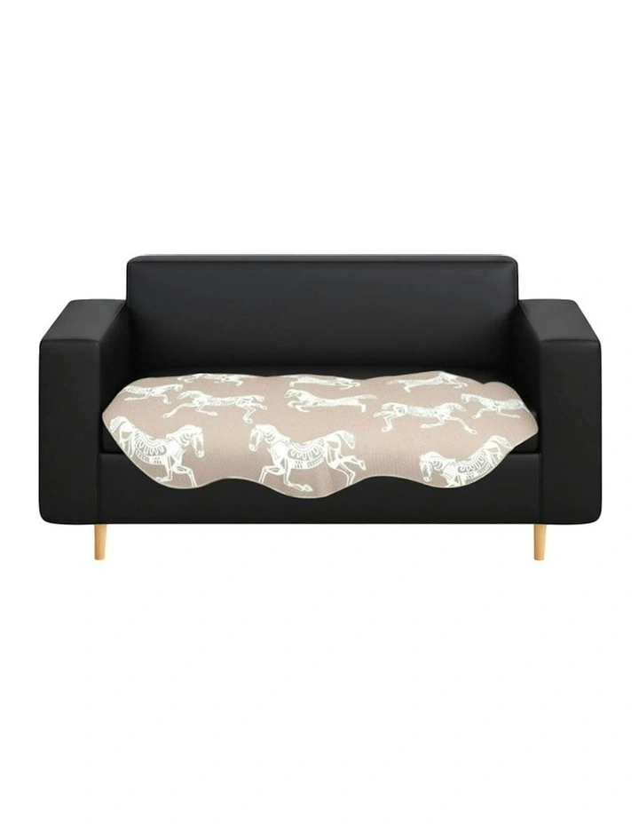 Two-Seater Horse Print Throw Blanket Sofa Cover 90x90cm in Beige image 1