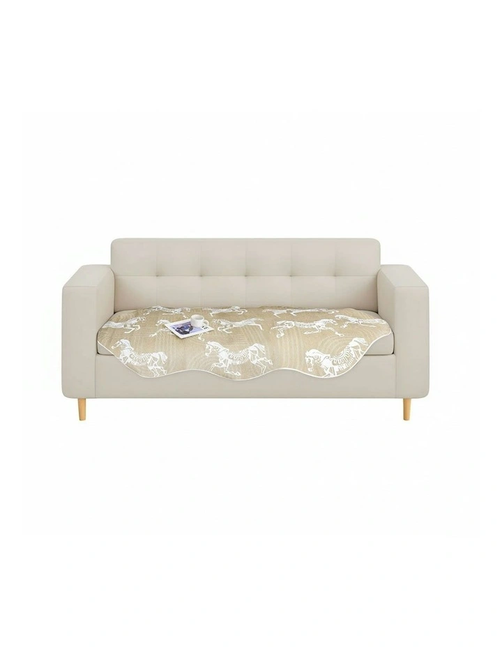 Three-Seater Horse Print Throw Blanket Sofa Cover 90x210cm in Beige image 1