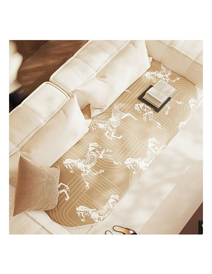 Three-Seater Horse Print Throw Blanket Sofa Cover 90x210cm in Beige image 5