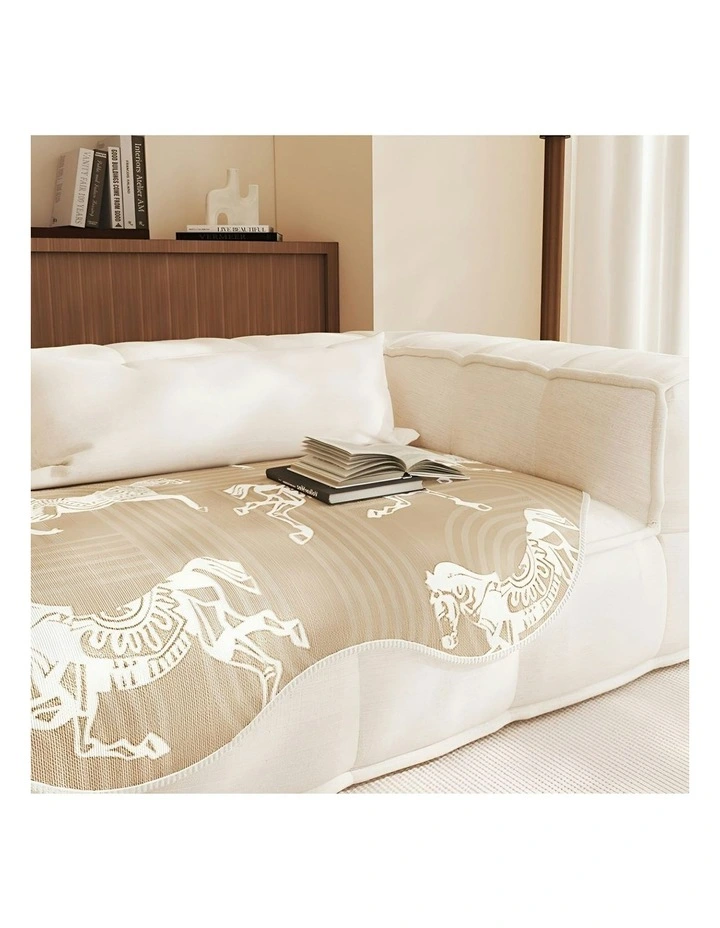 Three-Seater Horse Print Throw Blanket Sofa Cover 90x210cm in Beige image 6
