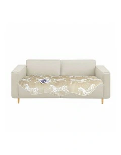 Four-Seater Horse Print Throw Blanket Sofa Cover 90x260cm in Beige