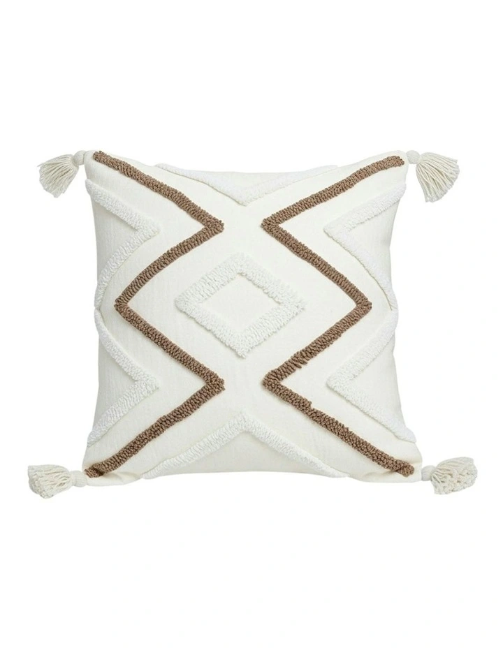 Boho Tufted Cushion 45cm in White image 1
