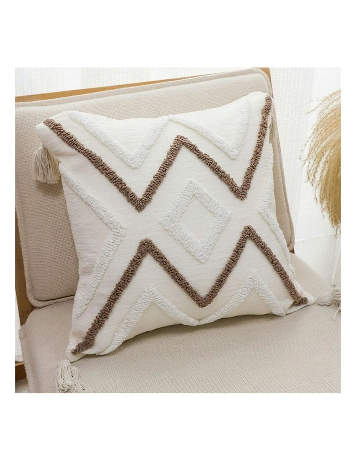 Boho Tufted Cushion 45cm in White image 2