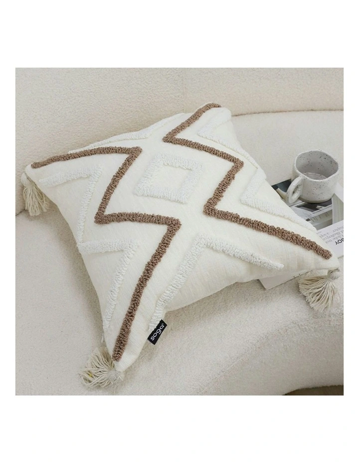 Boho Tufted Cushion 45cm in White image 6