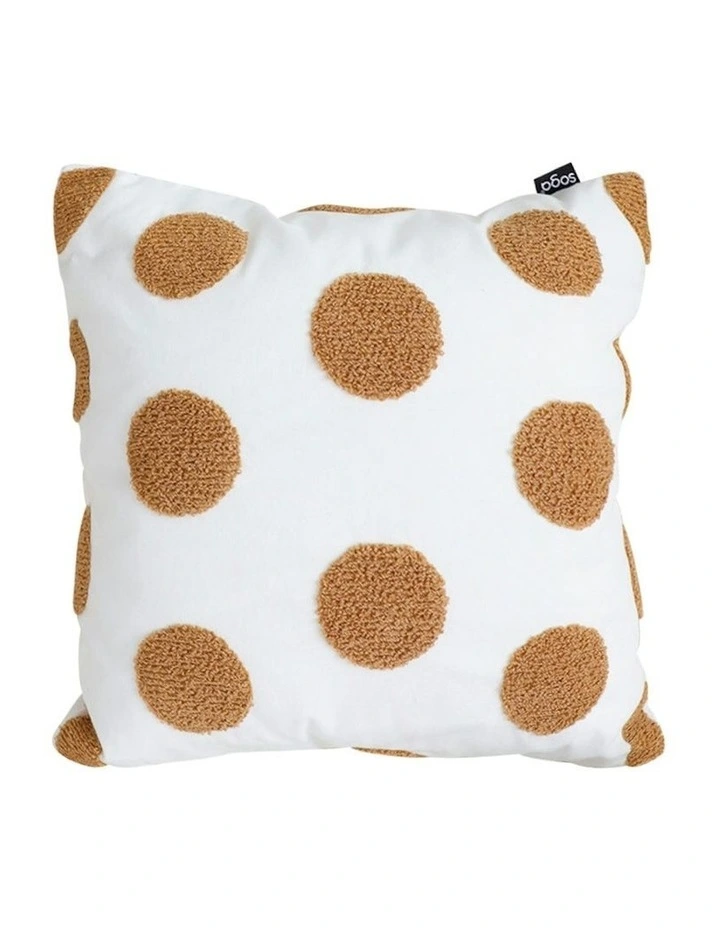Tufted Polka Dot Circle Pattern Cushion 45cm in White image 1