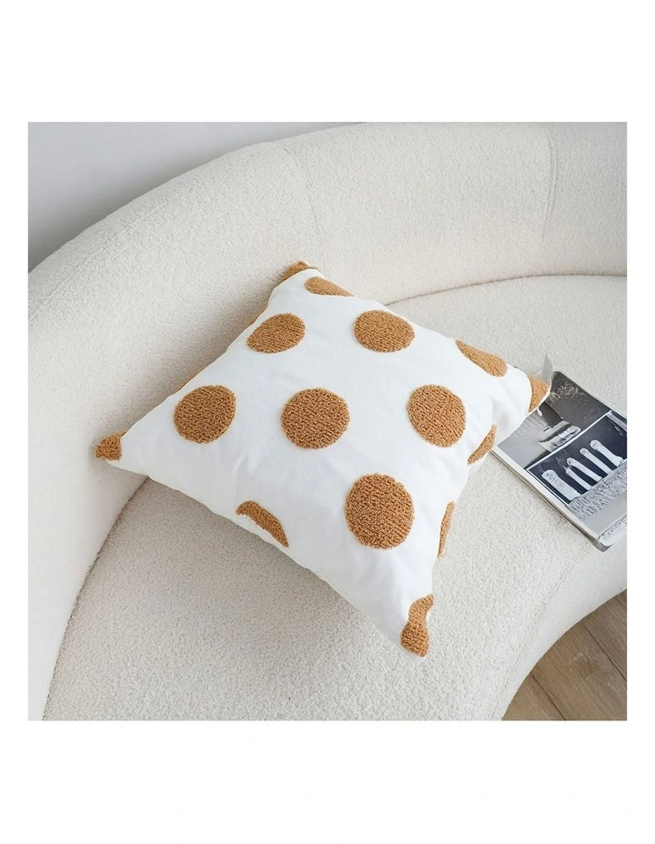 Tufted Polka Dot Circle Pattern Cushion 45cm in White image 2