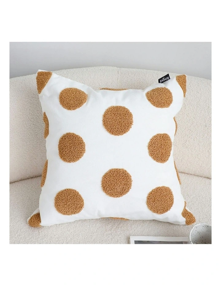 Tufted Polka Dot Circle Pattern Cushion 45cm in White image 3