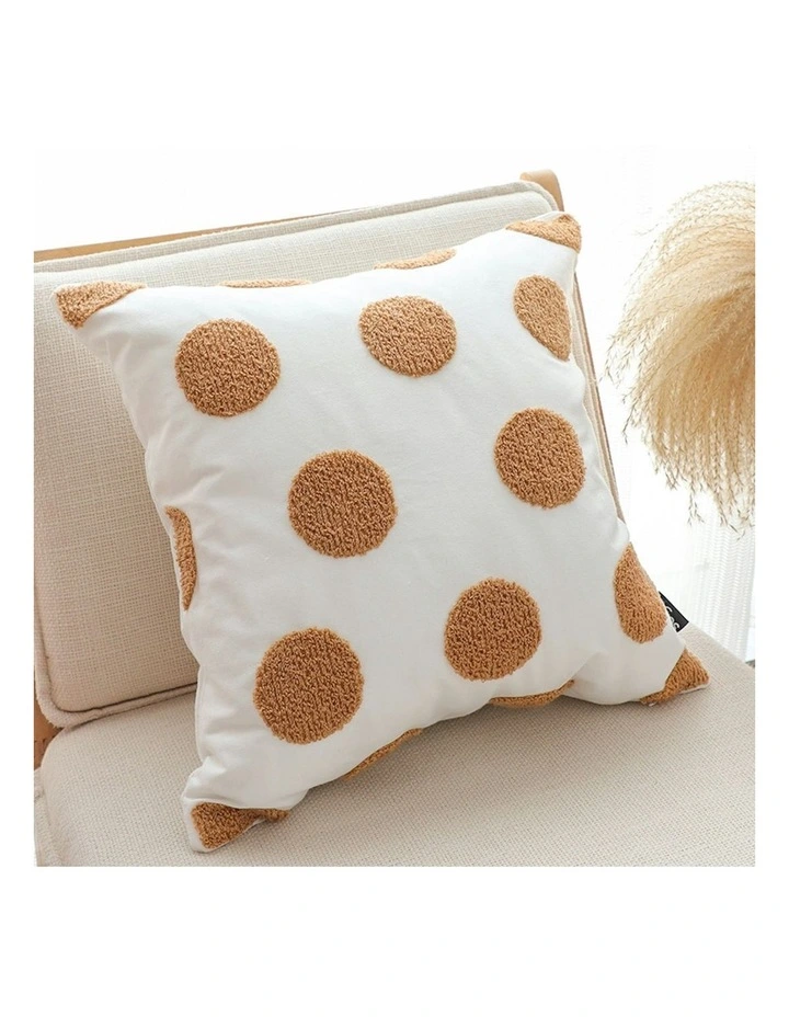 Tufted Polka Dot Circle Pattern Cushion 45cm in White image 4
