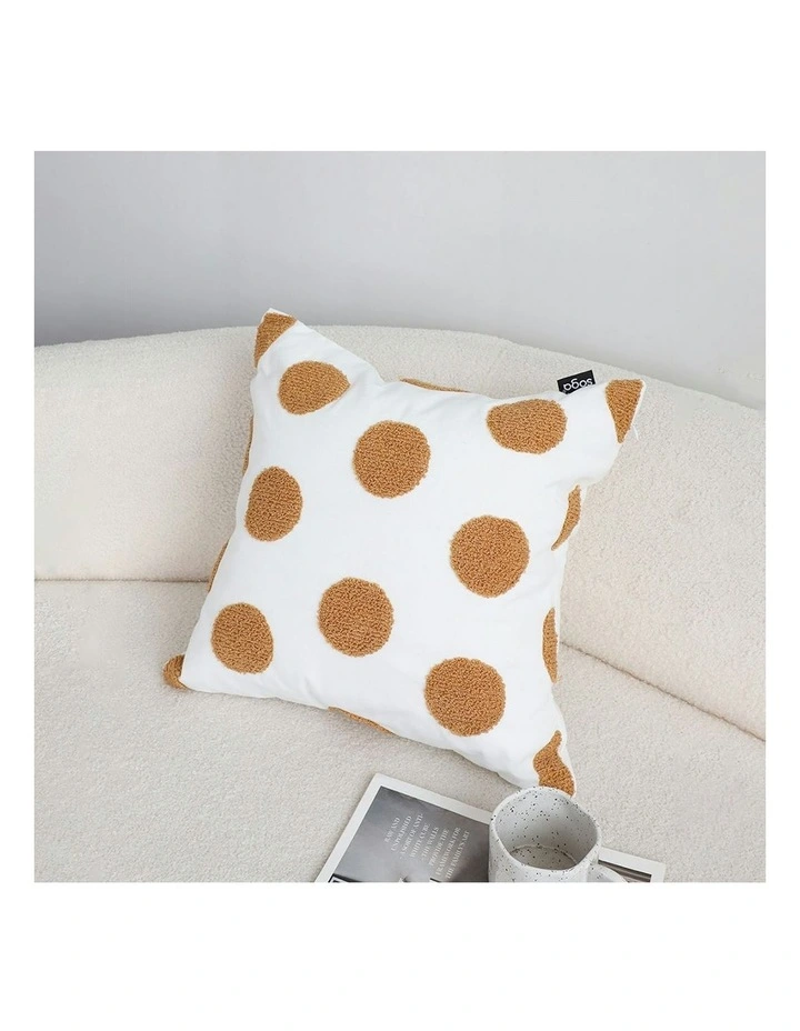 Tufted Polka Dot Circle Pattern Cushion 45cm in White image 5