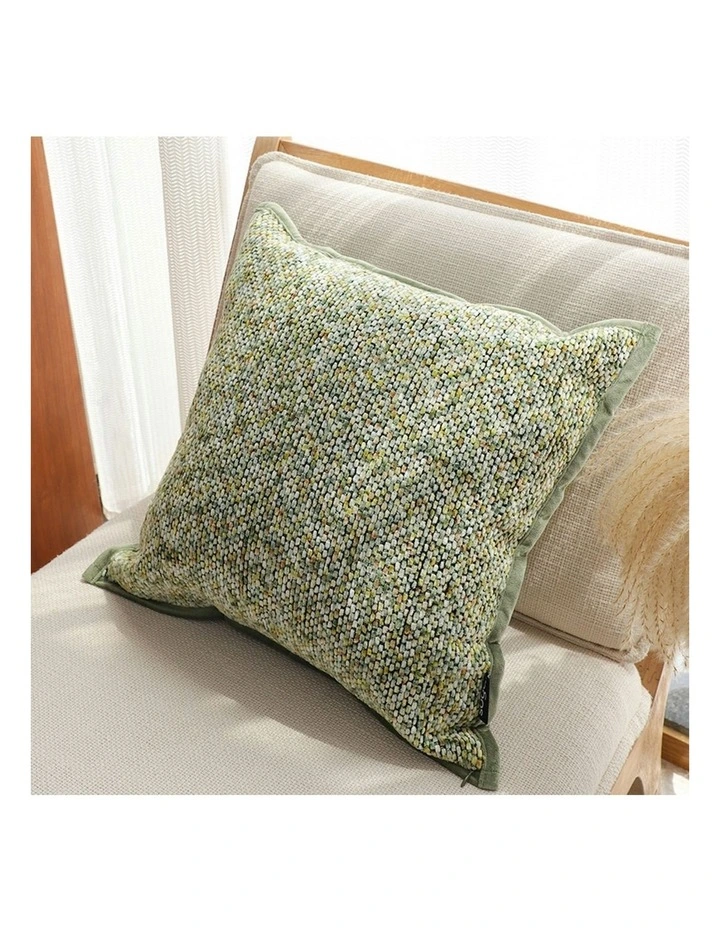 Textured Decorative Throw Pillow Woven Cushion 45cm in Green Yellow Multi-Color image 4