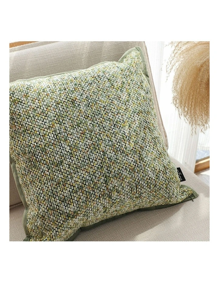 Textured Decorative Throw Pillow Woven Cushion 45cm in Green Yellow Multi-Color image 6