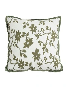 Leaf Botanical Pattern Decorative Throw Pillow Floral Cushion 45cm in White Green