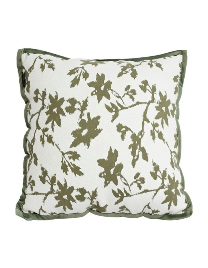 Leaf Botanical Pattern Decorative Throw Pillow Floral Cushion 45cm in White Green image 1