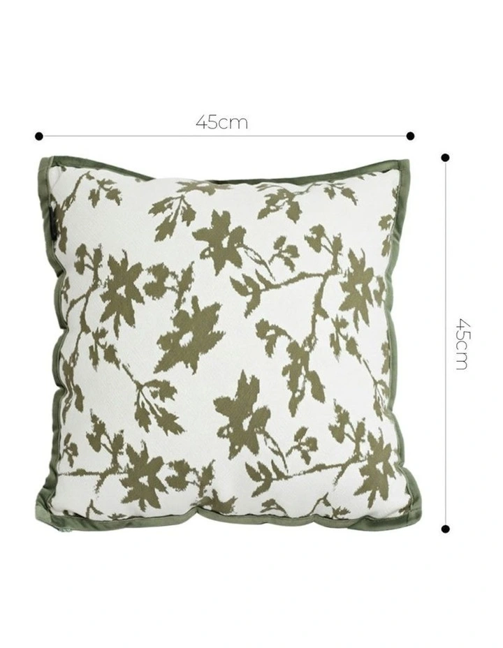 Leaf Botanical Pattern Decorative Throw Pillow Floral Cushion 45cm in White Green image 5