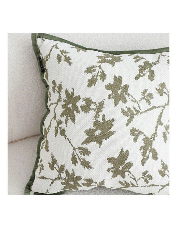 Leaf Botanical Pattern Decorative Throw Pillow Floral Cushion 45cm in White Green image 6