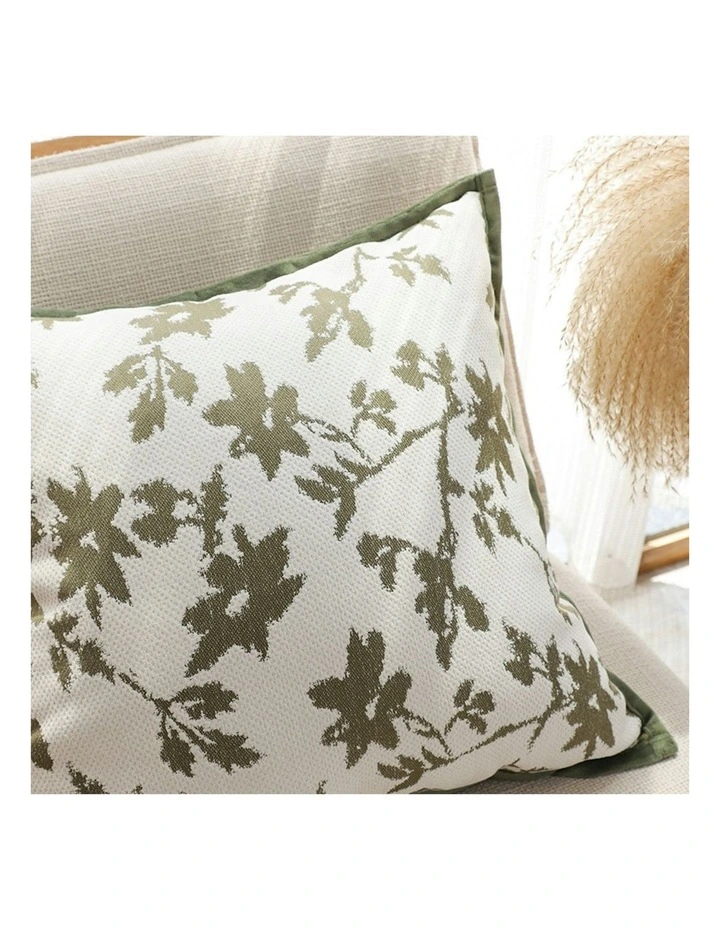 Leaf Botanical Pattern Decorative Throw Pillow Floral Cushion 45cm in White Green image 7