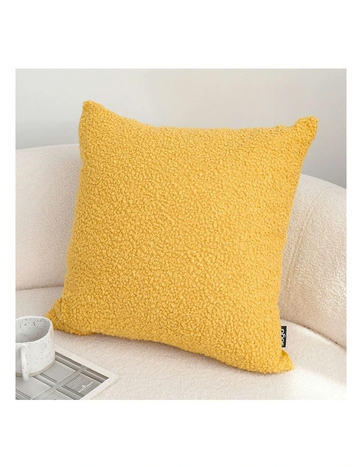 Boucle Textured Cushion Soft Cozy Decorative Throw Pillow 50cm in Mustard Yellow image 2