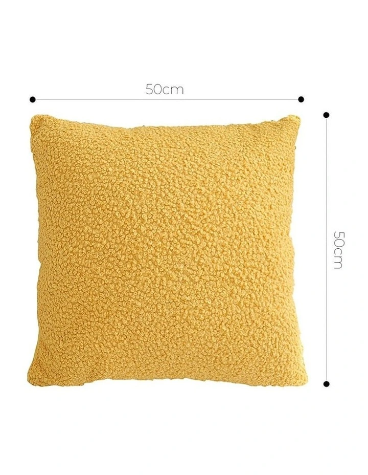 Boucle Textured Cushion Soft Cozy Decorative Throw Pillow 50cm in Mustard Yellow image 4