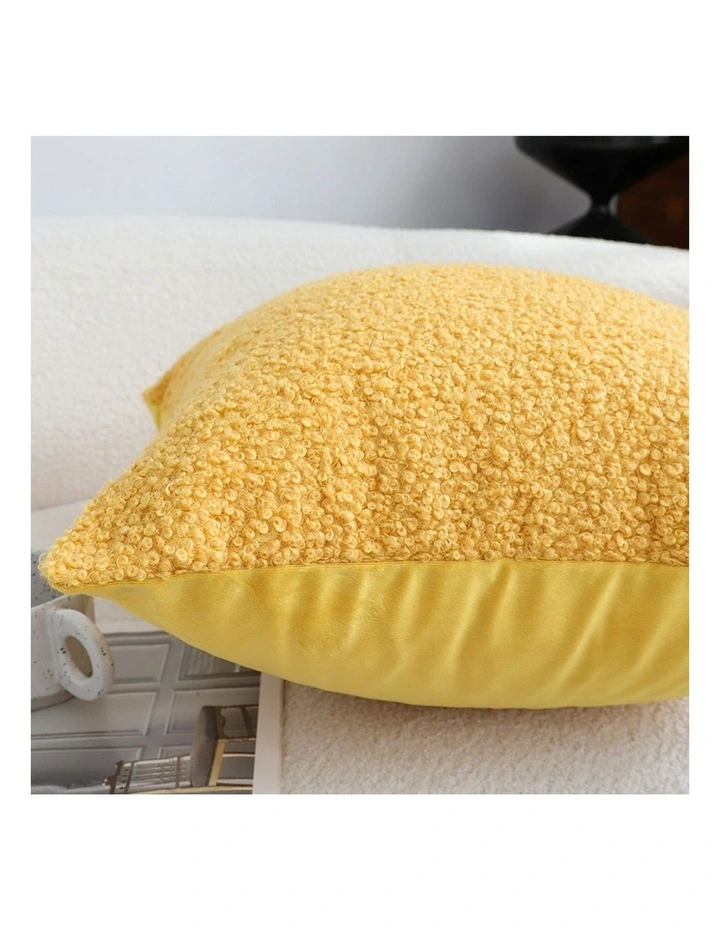 Boucle Textured Cushion Soft Cozy Decorative Throw Pillow 50cm in Mustard Yellow image 5