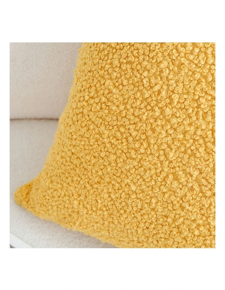 Boucle Textured Cushion Soft Cozy Decorative Throw Pillow 50cm in Mustard Yellow image 6