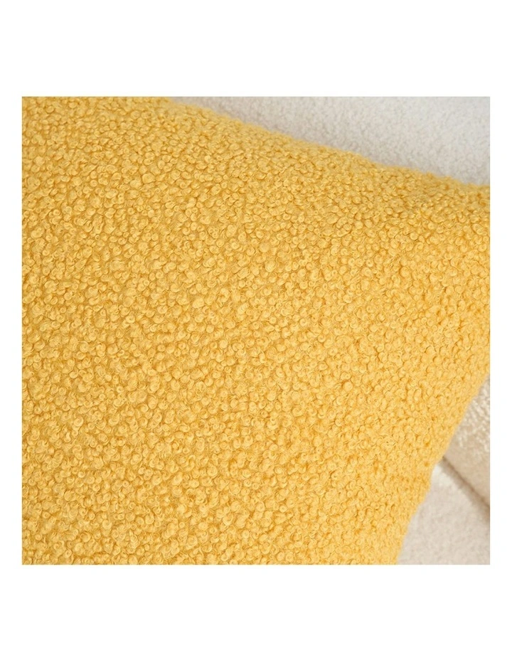 Boucle Textured Cushion Soft Cozy Decorative Throw Pillow 50cm in Mustard Yellow image 7