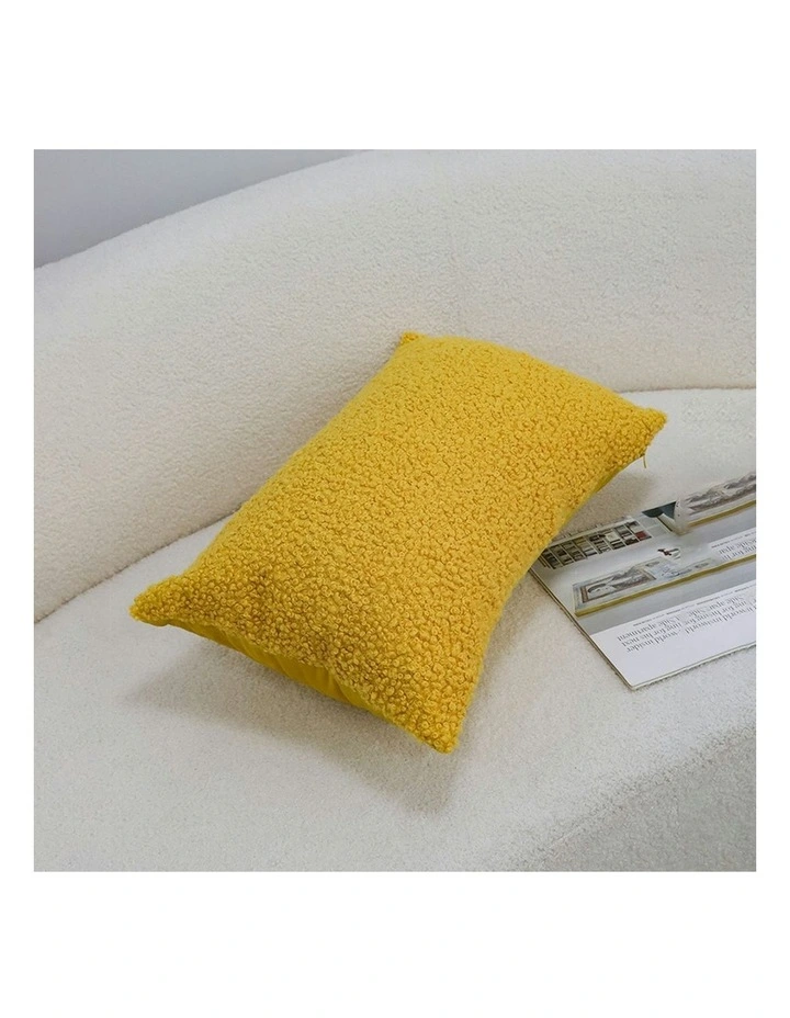 Boucle Textured Cushion Soft Cozy Decorative Throw Pillow 30x50cm in Mustard Yellow image 2