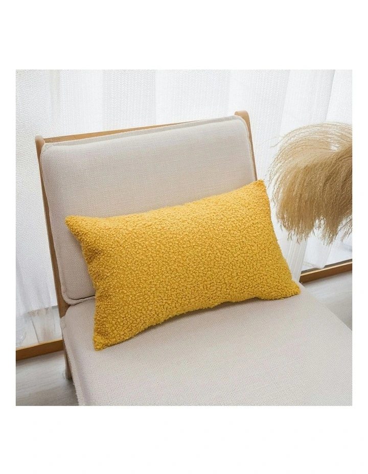 Boucle Textured Cushion Soft Cozy Decorative Throw Pillow 30x50cm in Mustard Yellow image 3