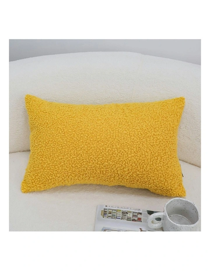 Boucle Textured Cushion Soft Cozy Decorative Throw Pillow 30x50cm in Mustard Yellow image 4