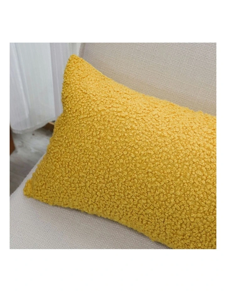 Boucle Textured Cushion Soft Cozy Decorative Throw Pillow 30x50cm in Mustard Yellow image 6