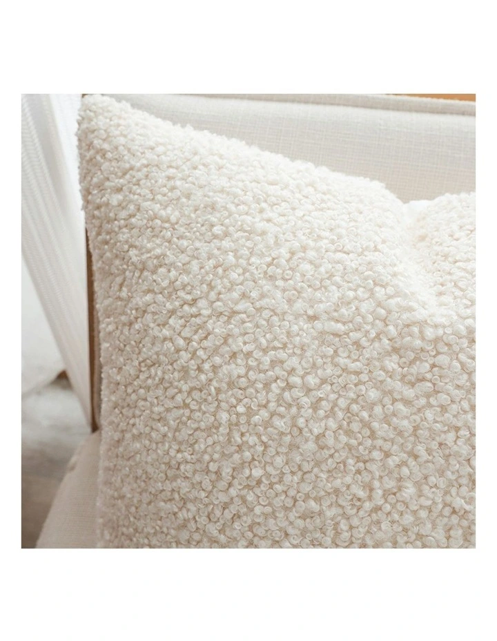 Boucle Textured Cushion Soft Cozy Decorative Throw Pillow 50cm in Cream White image 6