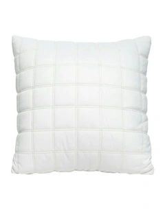 Quilted Cushion Grid Pattern Soft Padded Decorative Throw Pillow 50cm in White