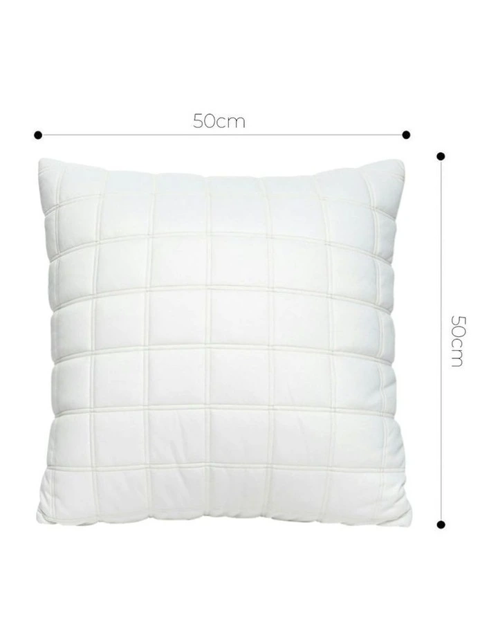Quilted Cushion Grid Pattern Soft Padded Decorative Throw Pillow 50cm in White image 5
