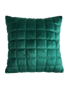 Quilted Cushion Grid Pattern Soft Padded Decorative Throw Pillow 50cm in Emerald Green
