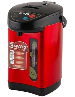 3.2L Red Stainless Steel Electric Thermal Pot Dispenser with 3 Dispensing Modes