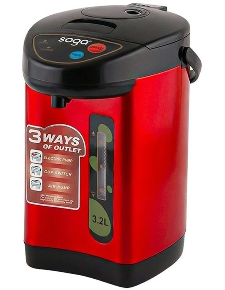 3.2L Red Stainless Steel Electric Thermal Pot Dispenser with 3 Dispensing Modes image 1